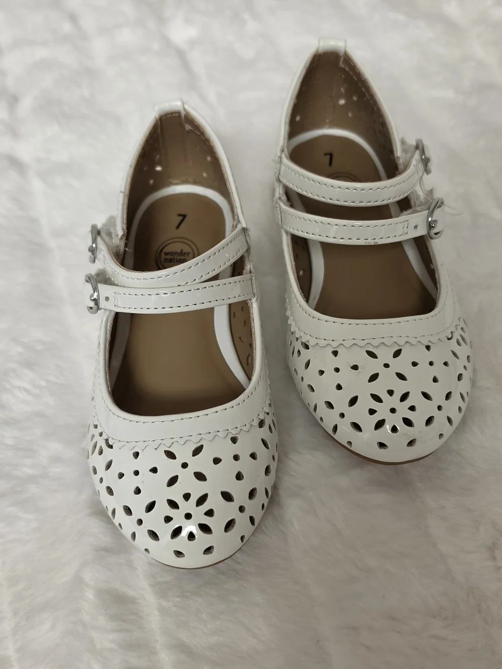 wonder nation White Laser-Cut Double-Strap Mary Jane Dress Shoes
